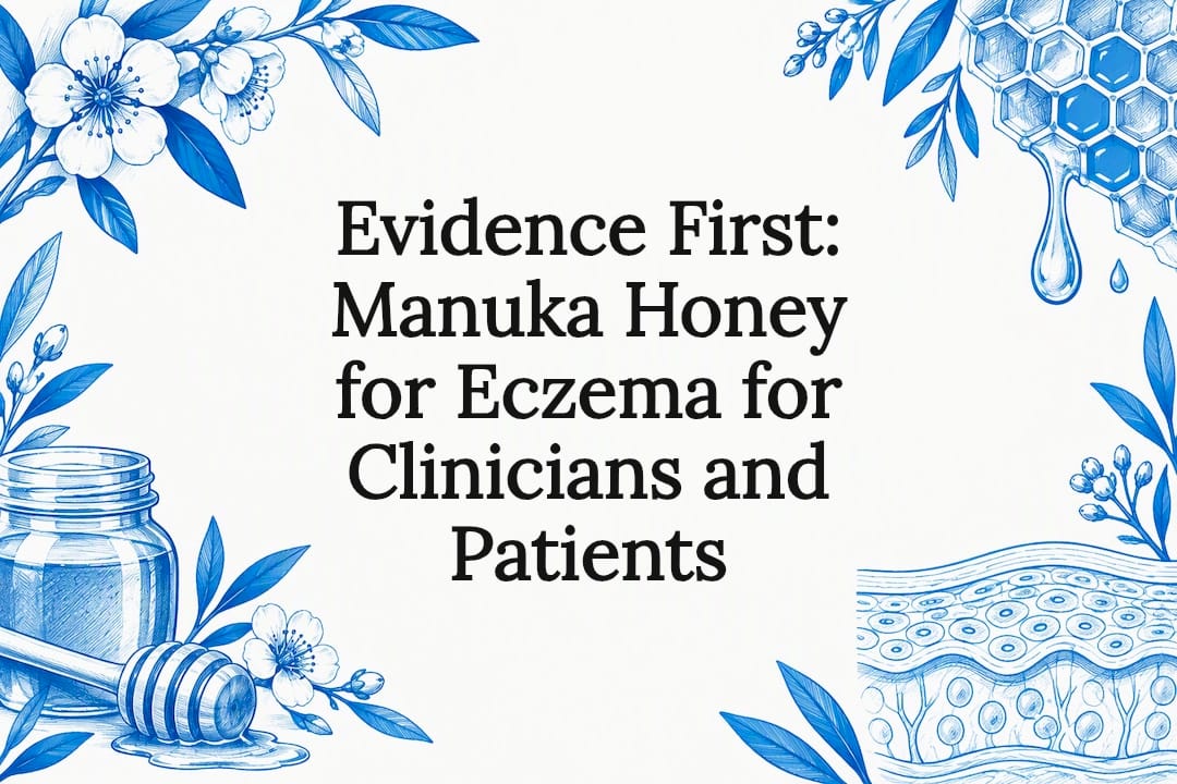 Decorative Manuka honey and skin science title card